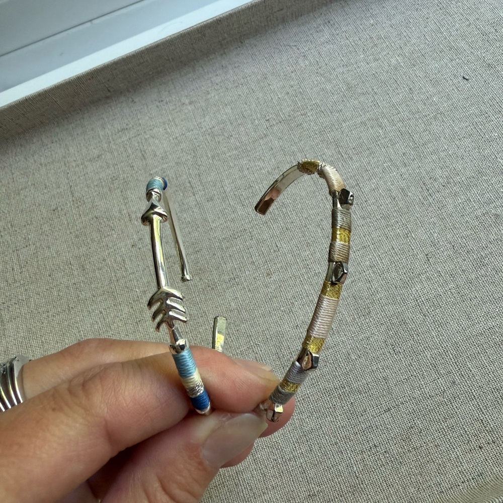 Stella & Dot Silver and Gold Delicate Bangles
